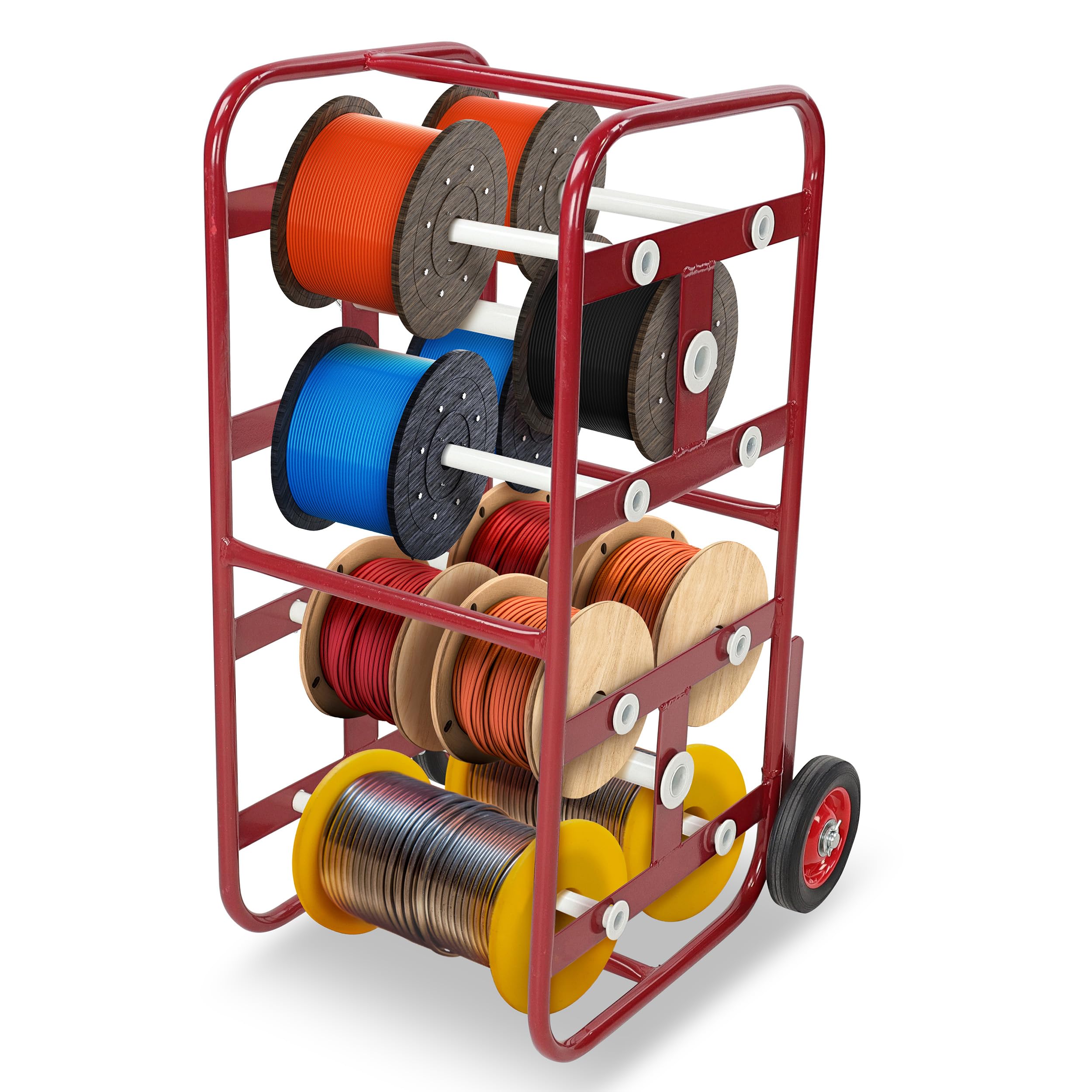 BISupply Wire Spool Rack, Red - Winding Reel Cable Caddy with 8